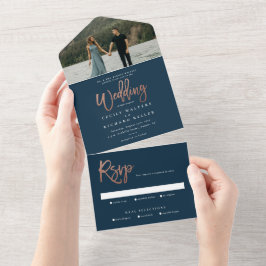 Casamento de RSVP com foto de script elegante mode