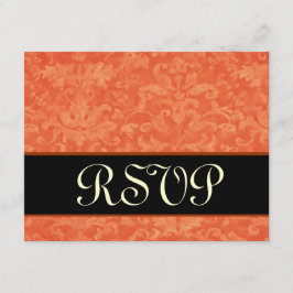 Casamento de RSVP de Damáscaras Laranja e Negra
