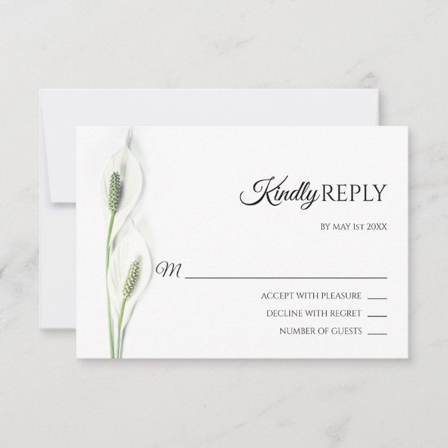 Casamento de RSVP de Flores de Lily White Elegante (Frente)