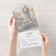 Casamento de RSVP de Fotografia Branca Moderna Ele