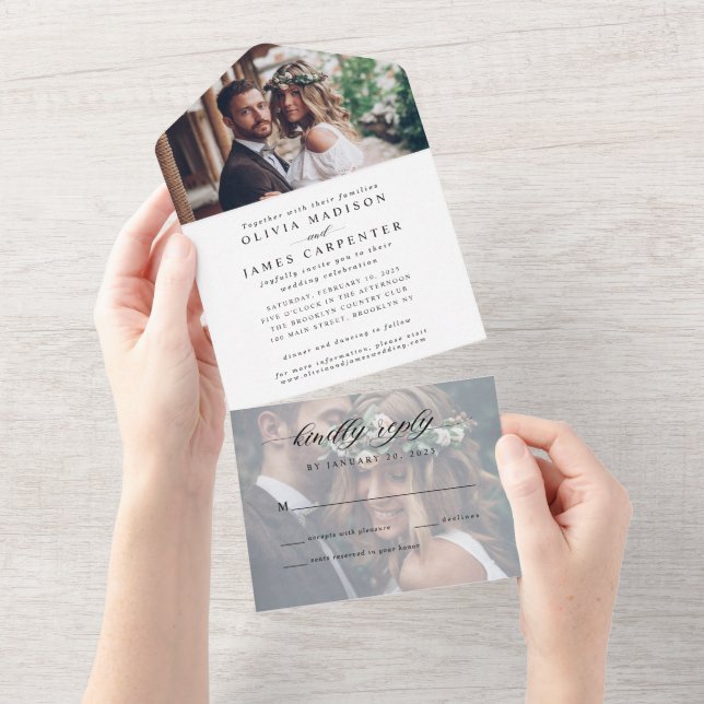 Casamento de RSVP de Fotografia com Na moda 2 Eleg (Aba destacável)