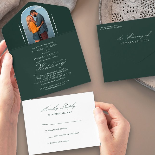 Casamento de RSVP de Fotografia Emerald Elegant Ca (Criador carregado)