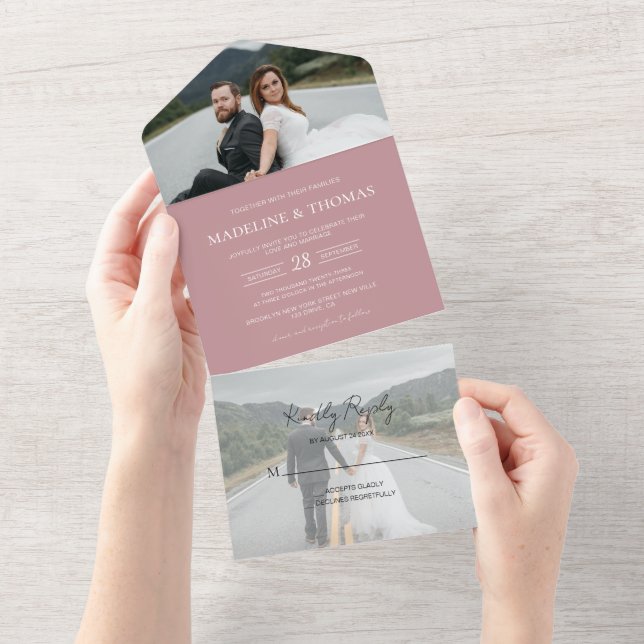 Casamento de RSVP de Fotografia Rosa 2 Rosa Clássi (Aba destacável)