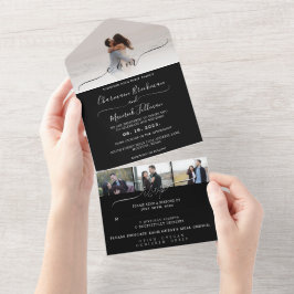 Casamento de RSVP de Fotos/preto e branco Elegante