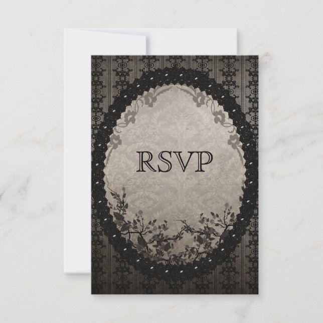 Casamento de RSVP de Lace e Sequências Pretas Eleg (Frente)