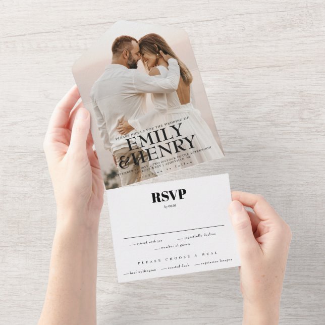 Casamento de RSVP de Na moda Elegante de Foto Mode (Aba destacável)