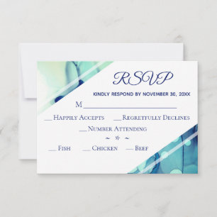 *~* Casamento de RSVP de Teal de Aquarela Moderna