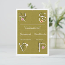 Casamento de RSVP Decorativo Floral Verde e Branco