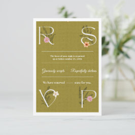 Casamento de RSVP Decorativo Floral Verde e Branco