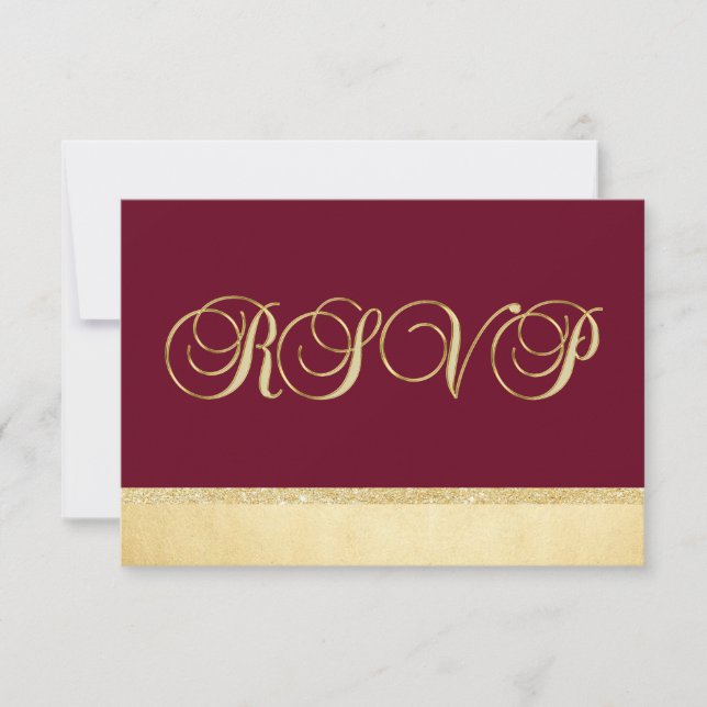 Casamento de RSVP Dourado de Queda de Burgundy Per (Frente)