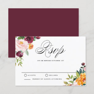 Casamento de RSVP Floral de Blooms de Watercolor A