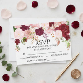 Casamento de RSVP Floral de Blush Pink Blush Burgu