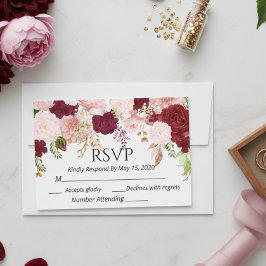 Casamento de RSVP Floral Rosa Brilhante Brilhante 