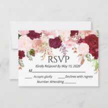 Casamento de RSVP Floral Rosa Brilhante Brilhante 