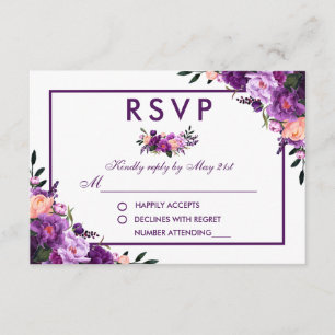 Casamento de RSVP Floral Roxo Ultra Violet P