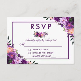 Casamento de RSVP Floral Roxo-Violeta
