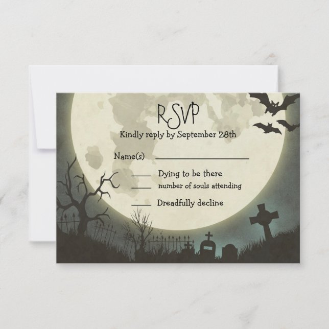 Casamento de RSVP Halloween com lua de cheio e cem (Frente)