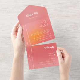 Casamento de RSVP Laranja Cor-de-Rosa Gradiente Mo