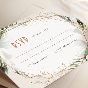 Casamento de RSVP Monstera Inserir Convite Verde e