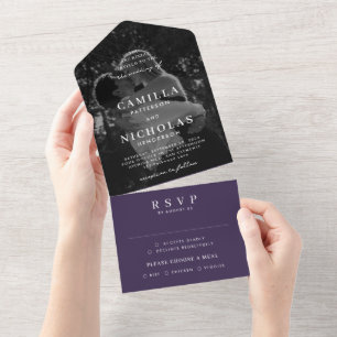 Casamento de RSVP Roxo de Foto Clássica Elegante