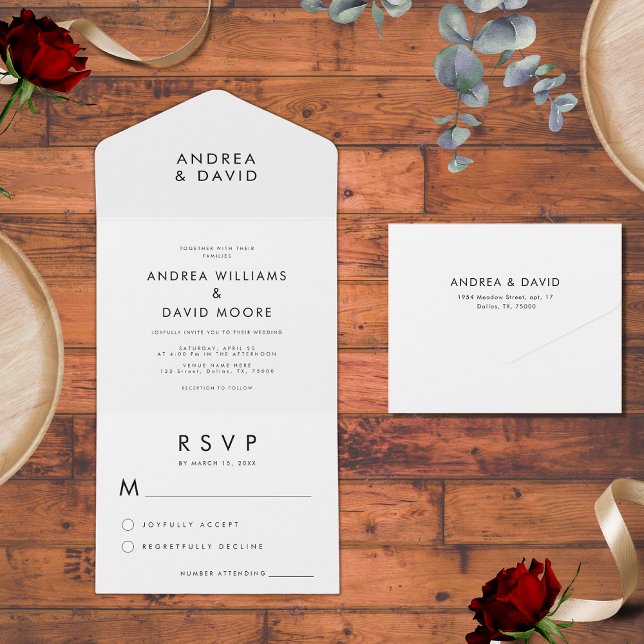 Casamento de RSVP Simples Simples e Branco Negro (Criador carregado)