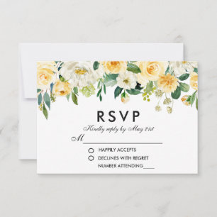 Casamento de RSVP Verde Branco Amarelo Dourado Flo