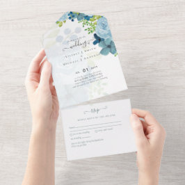 Casamento de Sábado com Flores Azuis com Dusty