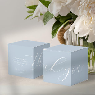 Casamento de Script Azul Chic Dusty Obrigado Caixa
