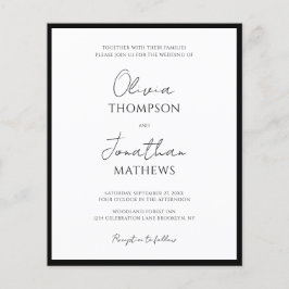 Casamento de Script Branco Simples Black Tie