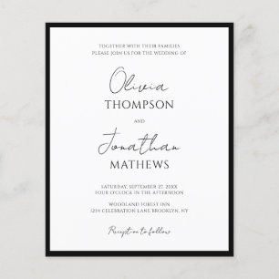 Casamento de Script Branco Simples Black Tie