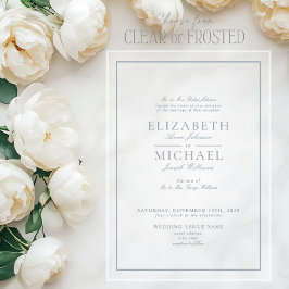 Casamento de Script Clássico Azul Elegante Dusty