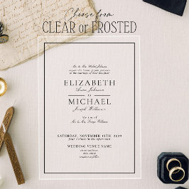 Casamento de Script Clássico Branco e Preto Elegan