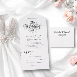 Casamento de Script Clássico de Caligrafia Branca