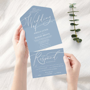 Casamento de Script de Caligrafia Branca e Azul