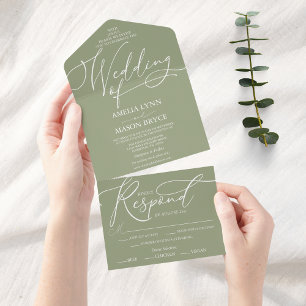 Casamento de Script de Caligrafia Branca e Verde