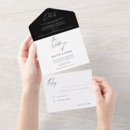 Casamento de Script de Caligrafia Branca Negra Mod
