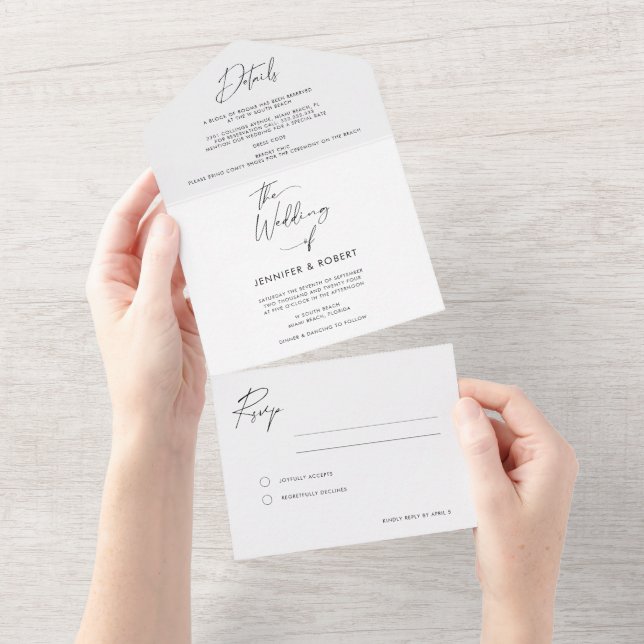 Casamento de Script de Caligrafia Elegante Moderno (Aba destacável)