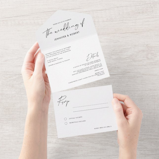 Casamento de Script de Caligrafia Mínima Moderna (Aba destacável)