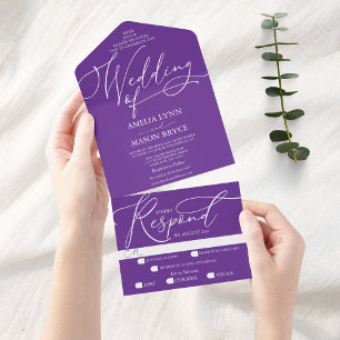 Casamento de Script de Caligrafia Púrpura e Branca