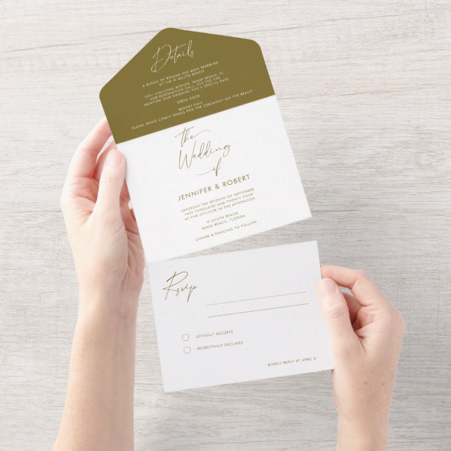 Casamento de Script de Caligrafia Verde-Azeitona M (Tearaway)