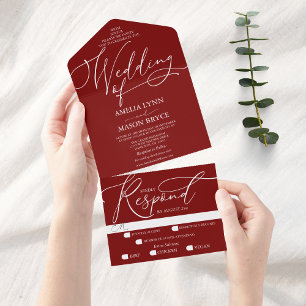 Casamento de Script de Caligrafia Vermelha e Branc