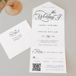 Casamento de Script de Charme Elegante Preto e Bra
