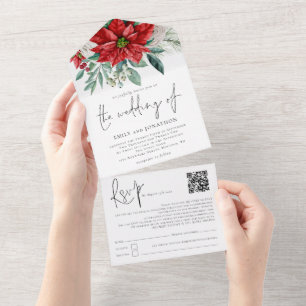 Casamento de Script de Código QR de Poinsettia Fol