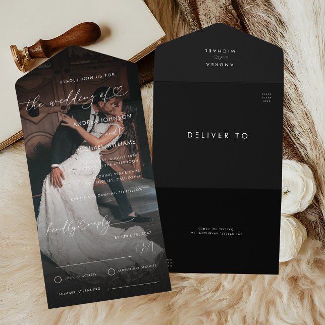 Casamento de Script de Coração Romântico com Foto  (Criador carregado)