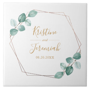 Casamento de Script Dourado Moderno Eucalyptus Wat