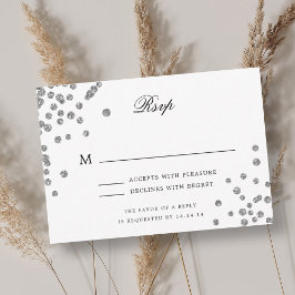 Casamento de Script Elegante RSVP Prata Confetti R