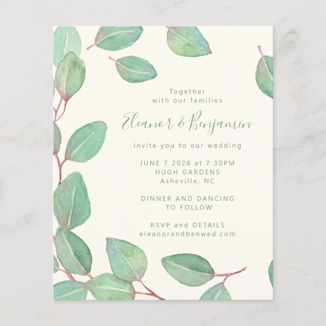 Casamento de Script Eucalyptus Greenery Na moda de (Frente)