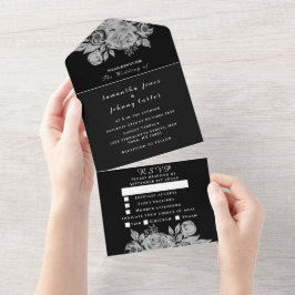 Casamento de Script Floral de Cor Branca e Negra