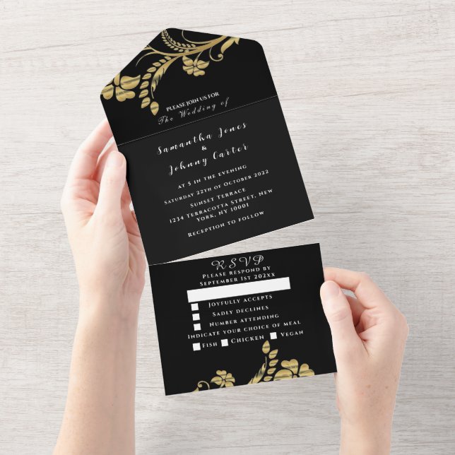 Casamento de Script Floral Dourado Minimalista Pre (Tearaway)