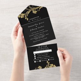Casamento de Script Floral Dourado Minimalista Pre